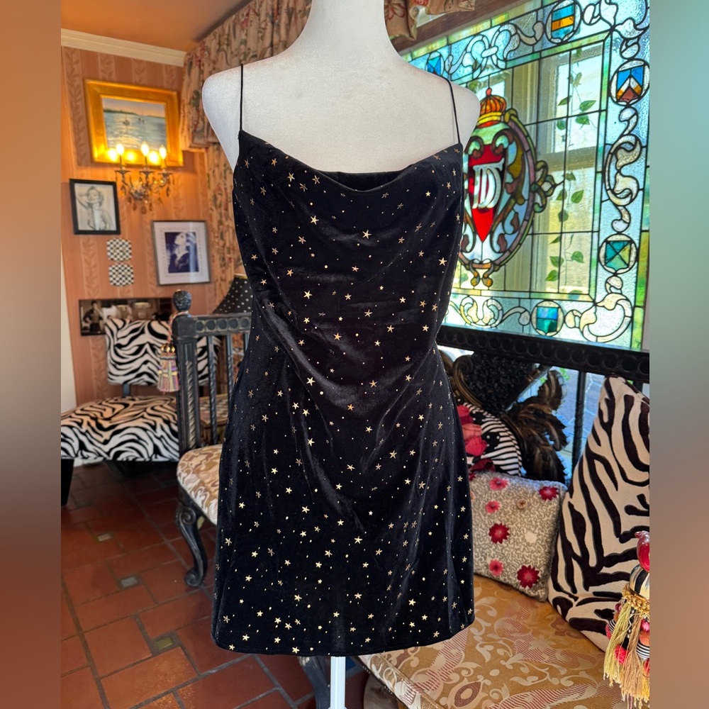 Black Starry Cami Spaghetti Strap Mini Dress